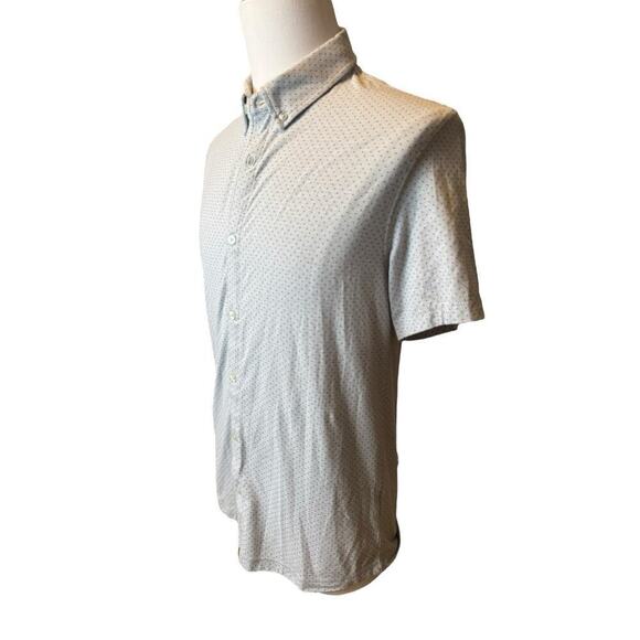 Linksoul NEW Golf Mens Medium Button Down Polo Shirt Casual Stretch Gray Dot - Picture 3 of 8